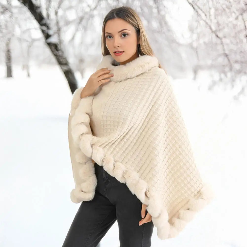 Faux Fur Shawl Cloak for Women