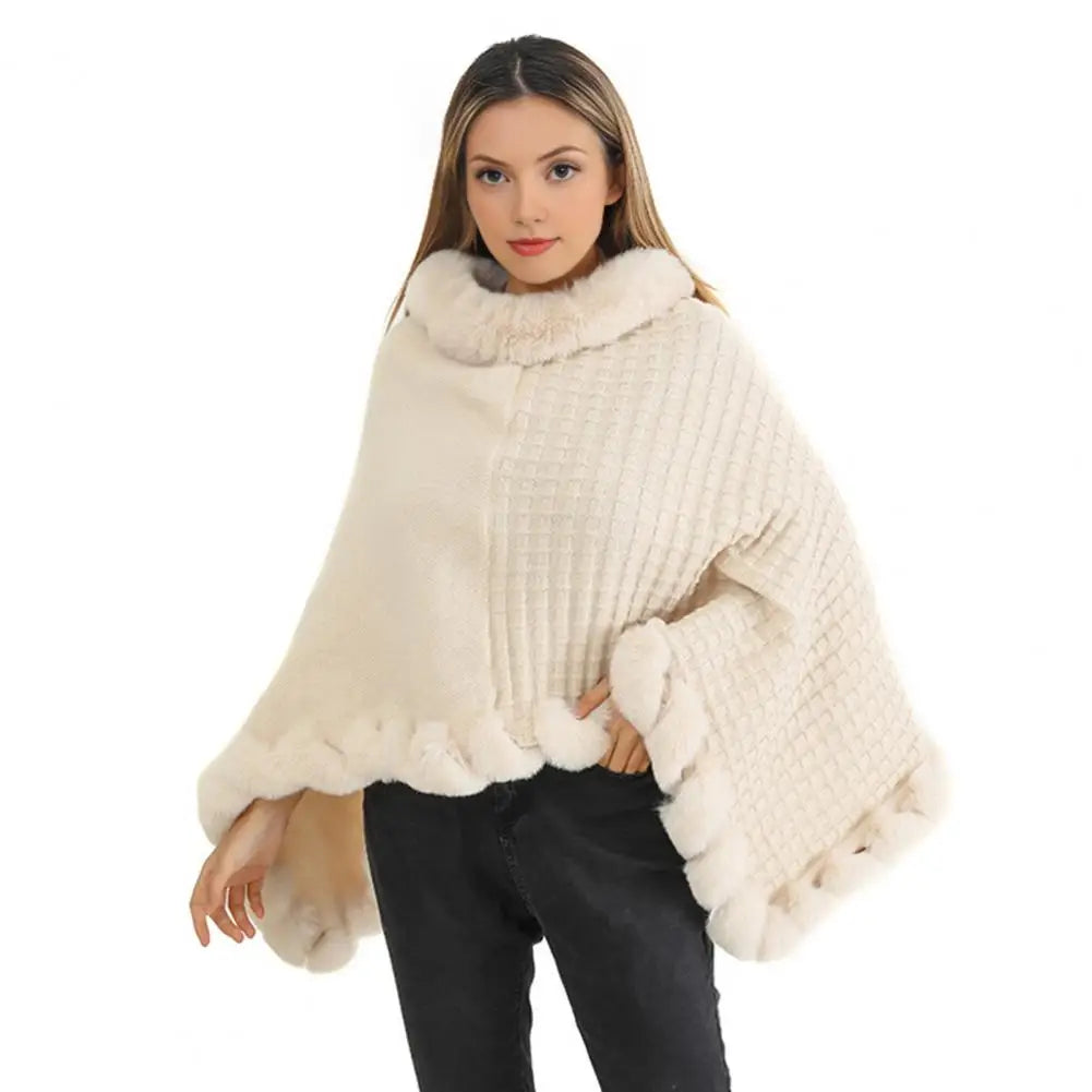 Faux Fur Shawl Cloak for Women