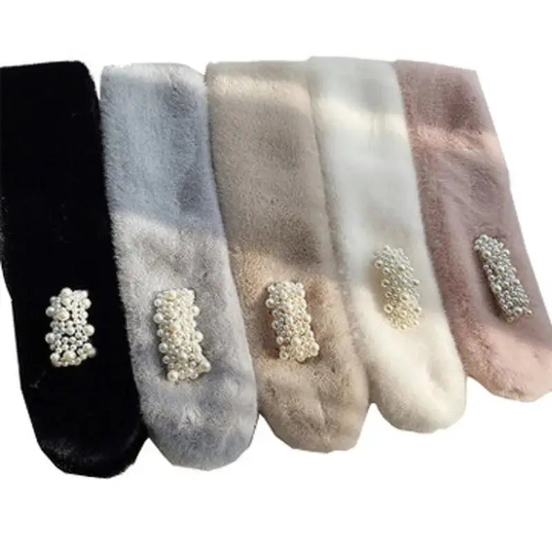 Luxury Faux Fur Pearl Winter Scarf