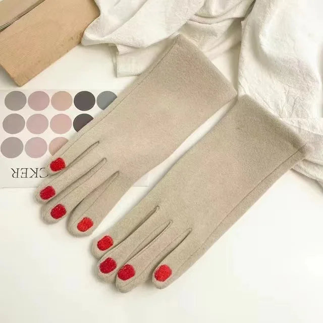 Touch Screen Winter Gloves with Nail Polish Design