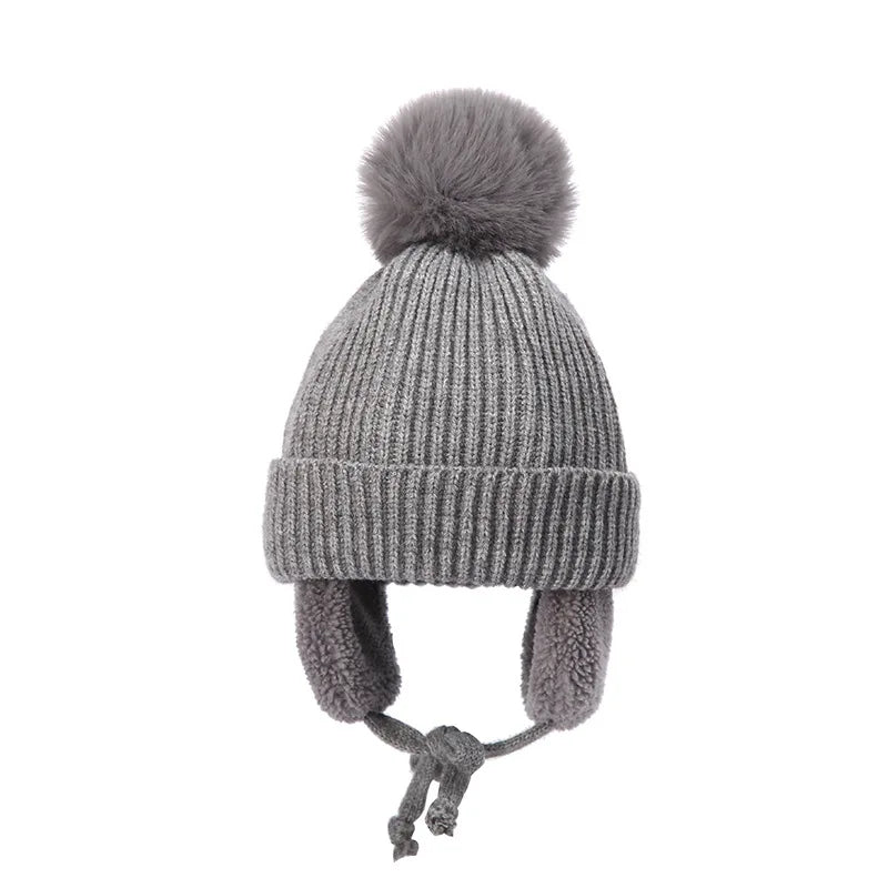 Kids Knit Beanie Winter Hat with Earflaps