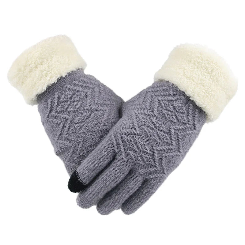 Plush Lined Touch Screen Knitted Gloves