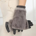 Suede Rabbit Fur Touch Screen Winter Gloves