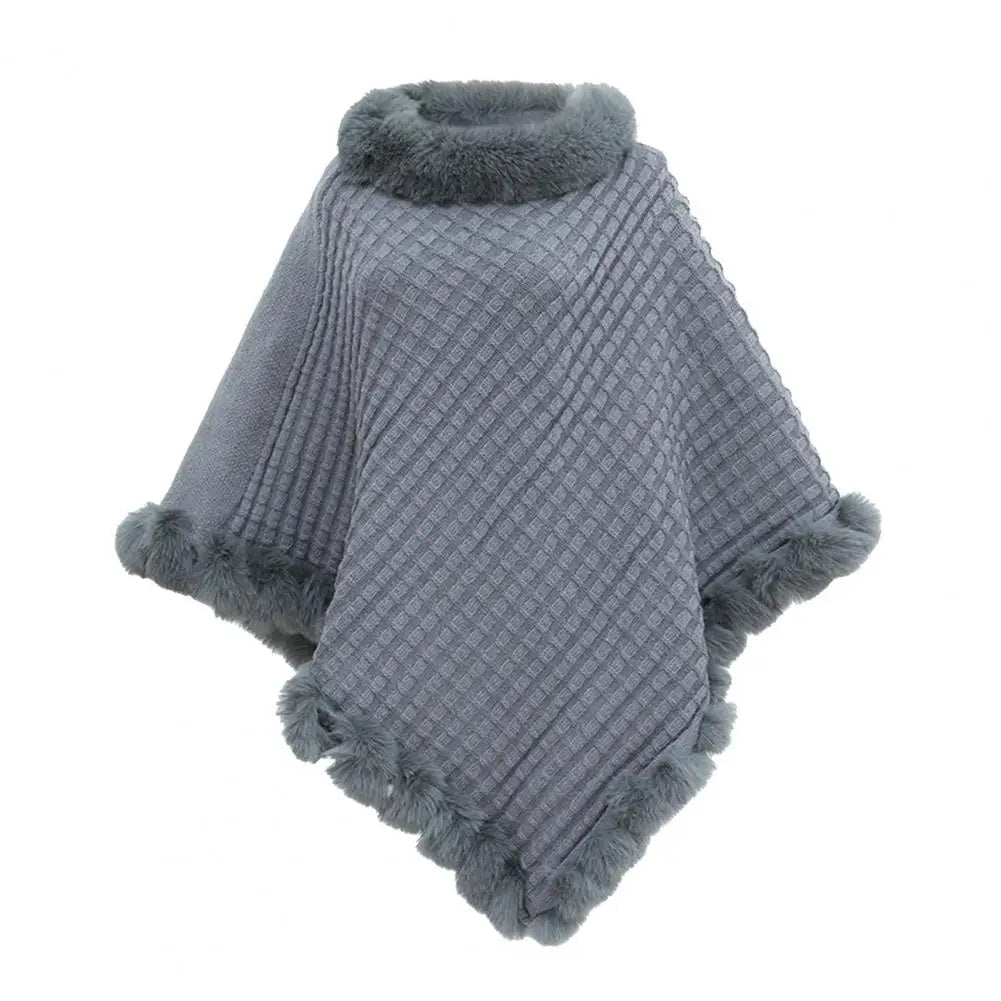 Faux Fur Shawl Cloak for Women