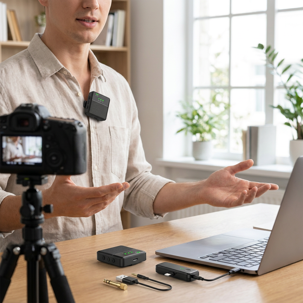 Wireless Bluetooth Lavalier Lapel Microphone — lifestyle product image