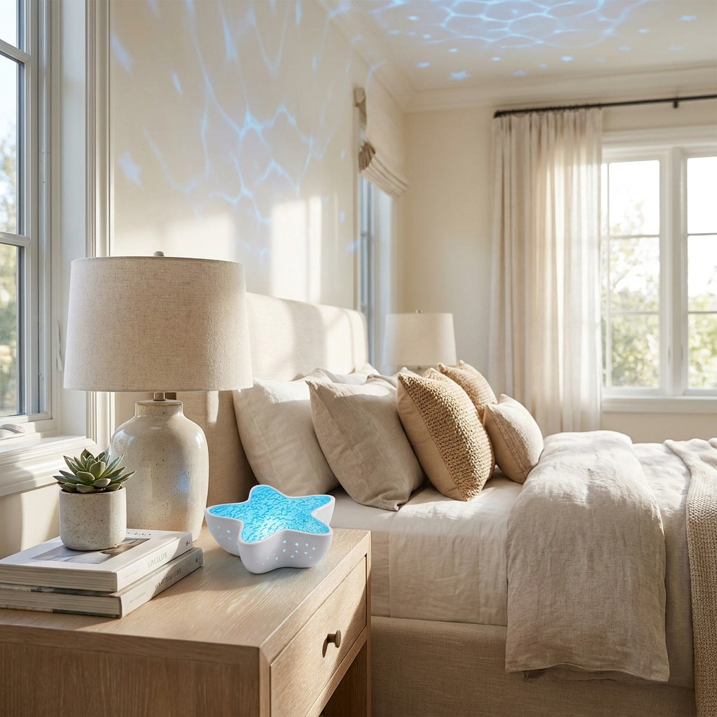 Starfish Ocean Wave Night Light Projector — lifestyle product image