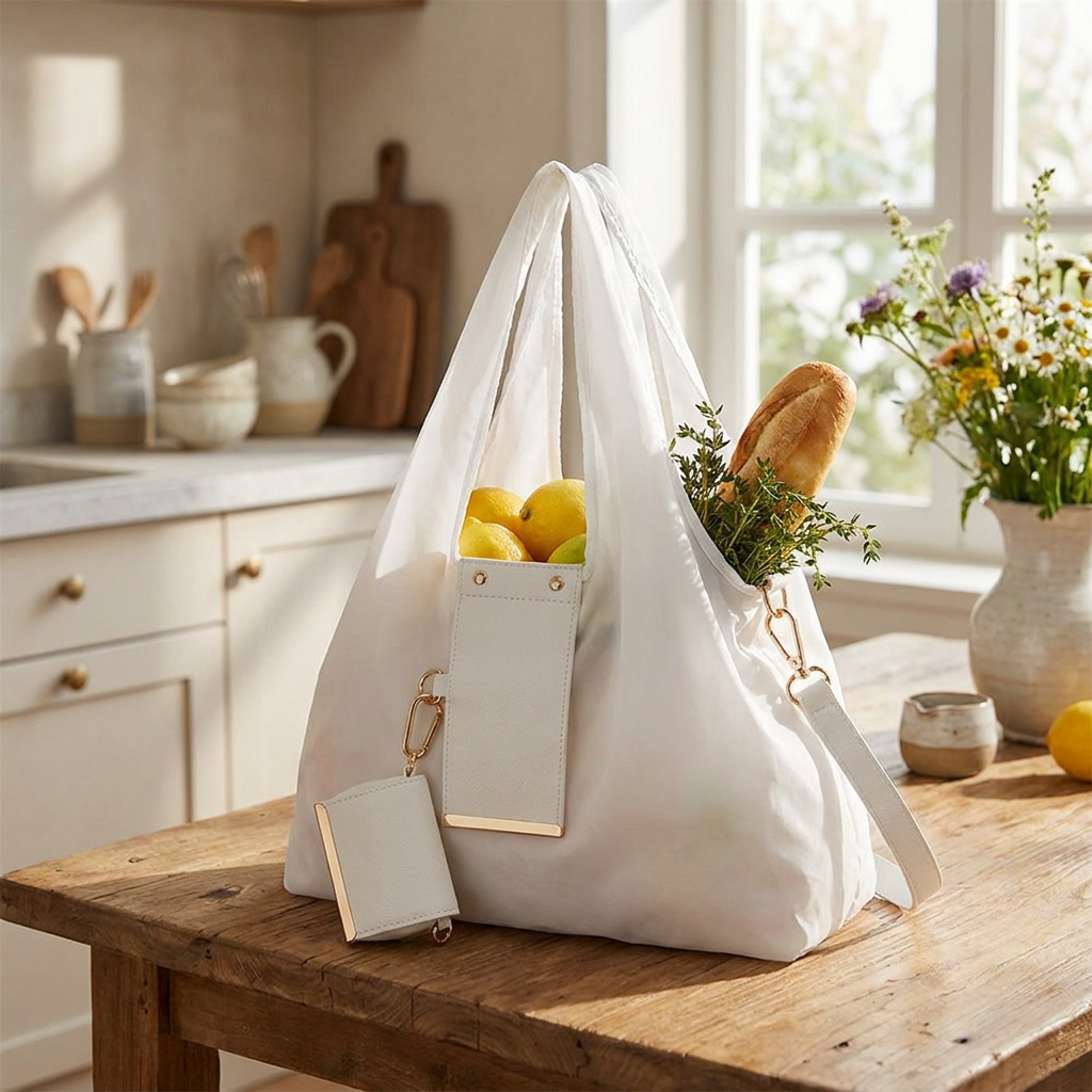 Mini Keychain Foldable Tote Bag — lifestyle product image