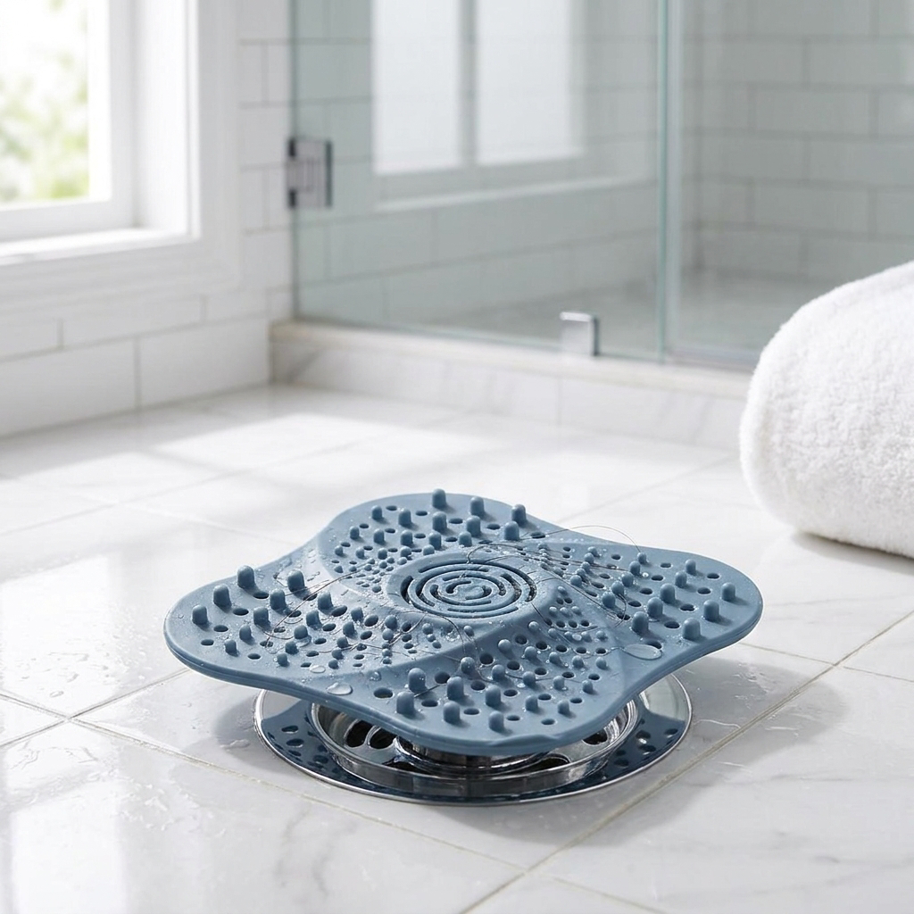 Anti Blocking Spiral Shower Drain Hair Catcher — lifestyle product image