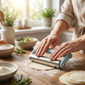 Stainless Steel Adjustable Handheld Rolling Pin — lifestyle product image