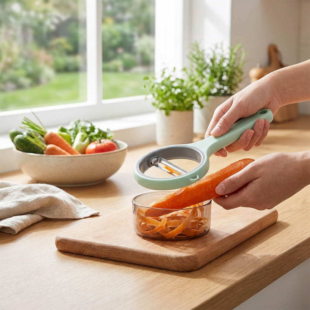 Ergonomic Storage Vegetable Peeler with Non Slip Grip — lifestyle product image