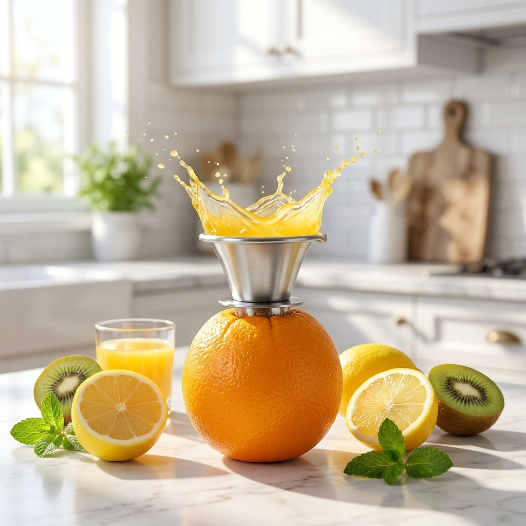 Stainless Steel Manual Lemon Juicer — lifestyle product image