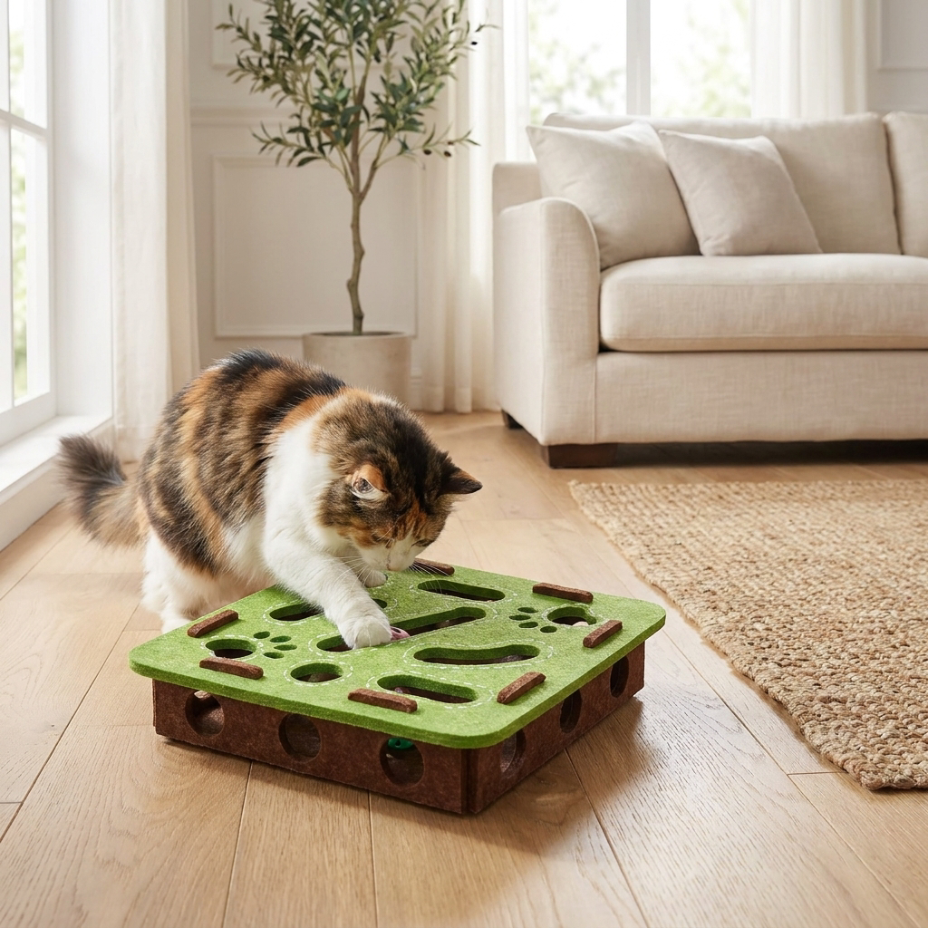 Felt Interactive Cat Puzzle Toy Box — lifestyle product image