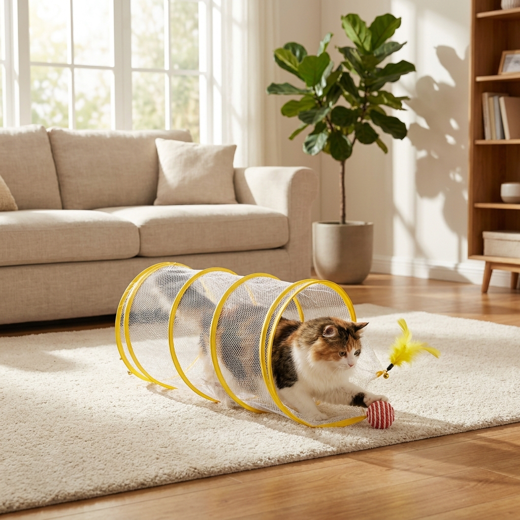 Collapsible S Type Interactive Cat Tunnel — lifestyle product image