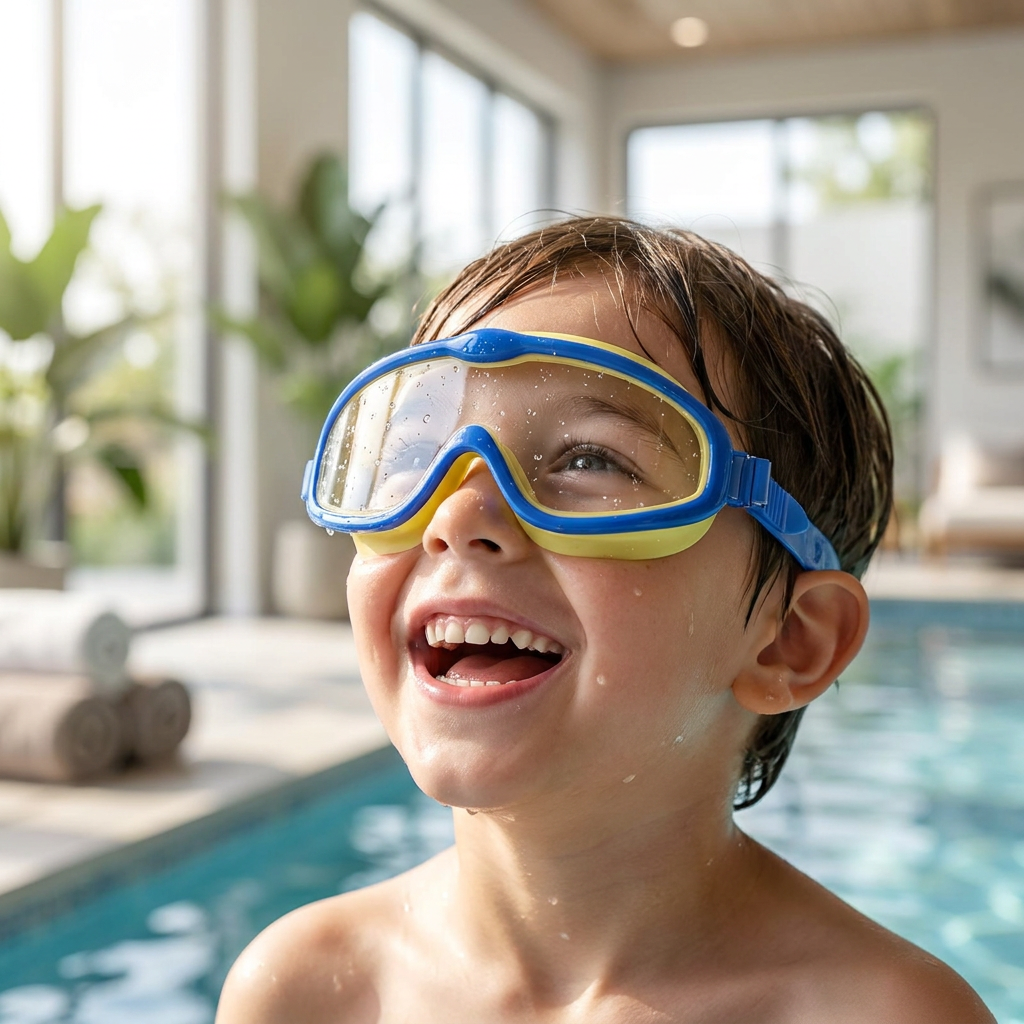 Kids Swim Goggles with Anti-Fog Lenses and Wide View — lifestyle product image