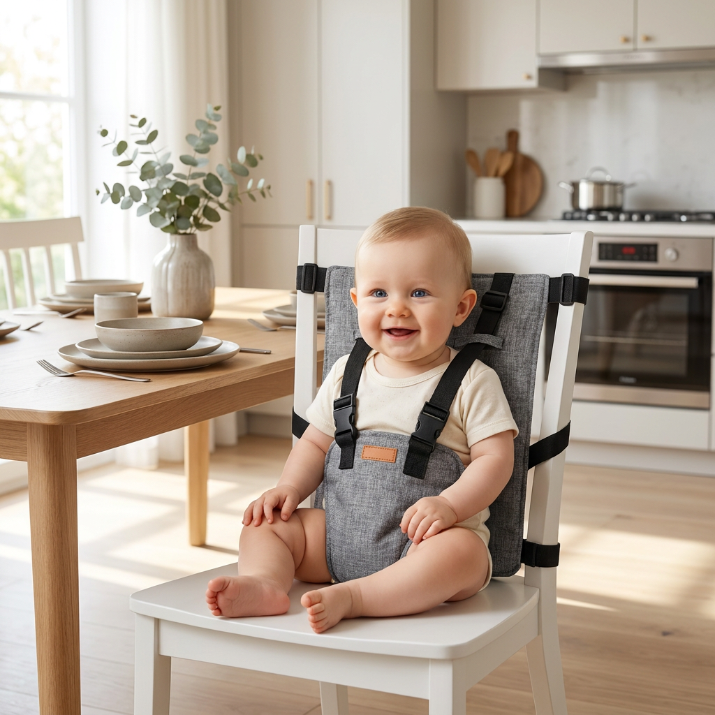 Compact Travel High Chair with Adjustable Harness — lifestyle product image