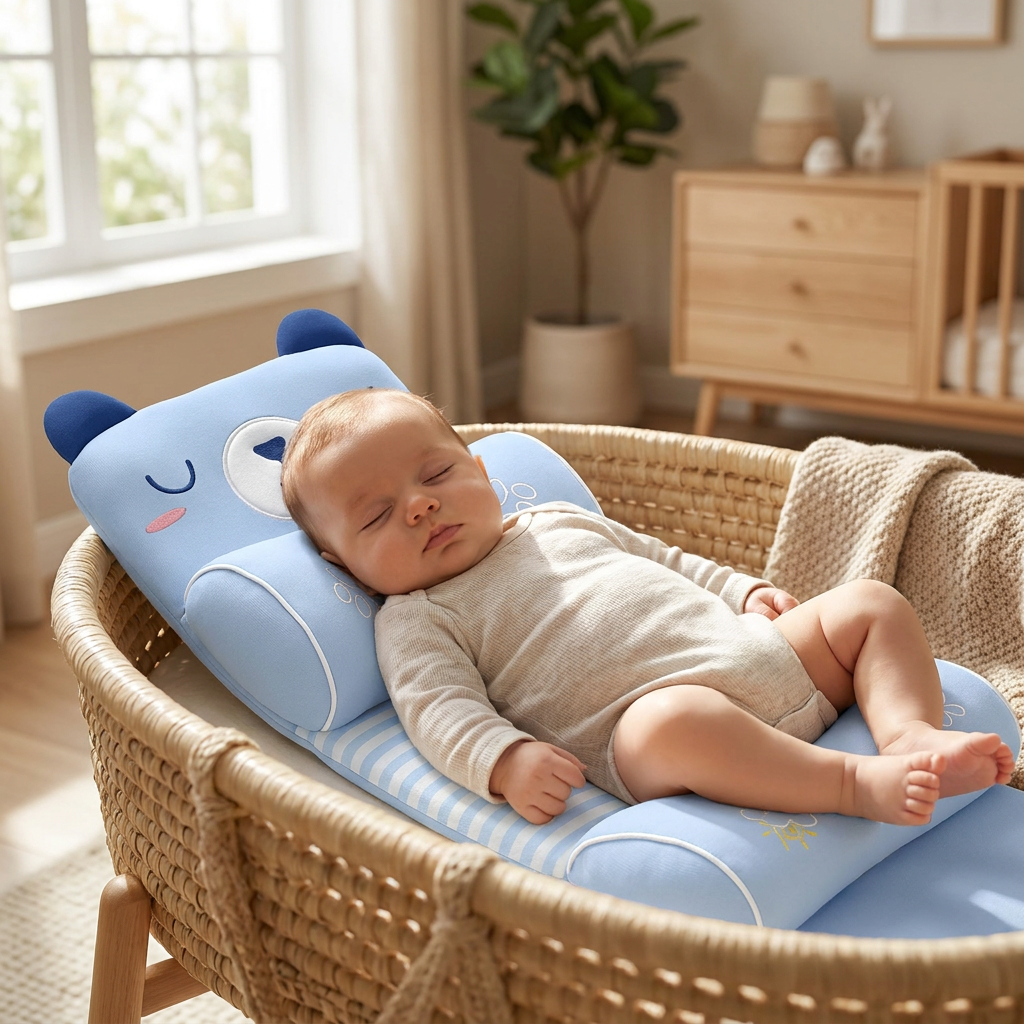 Kids Ergonomic Baby Head Support Pillow — lifestyle product image