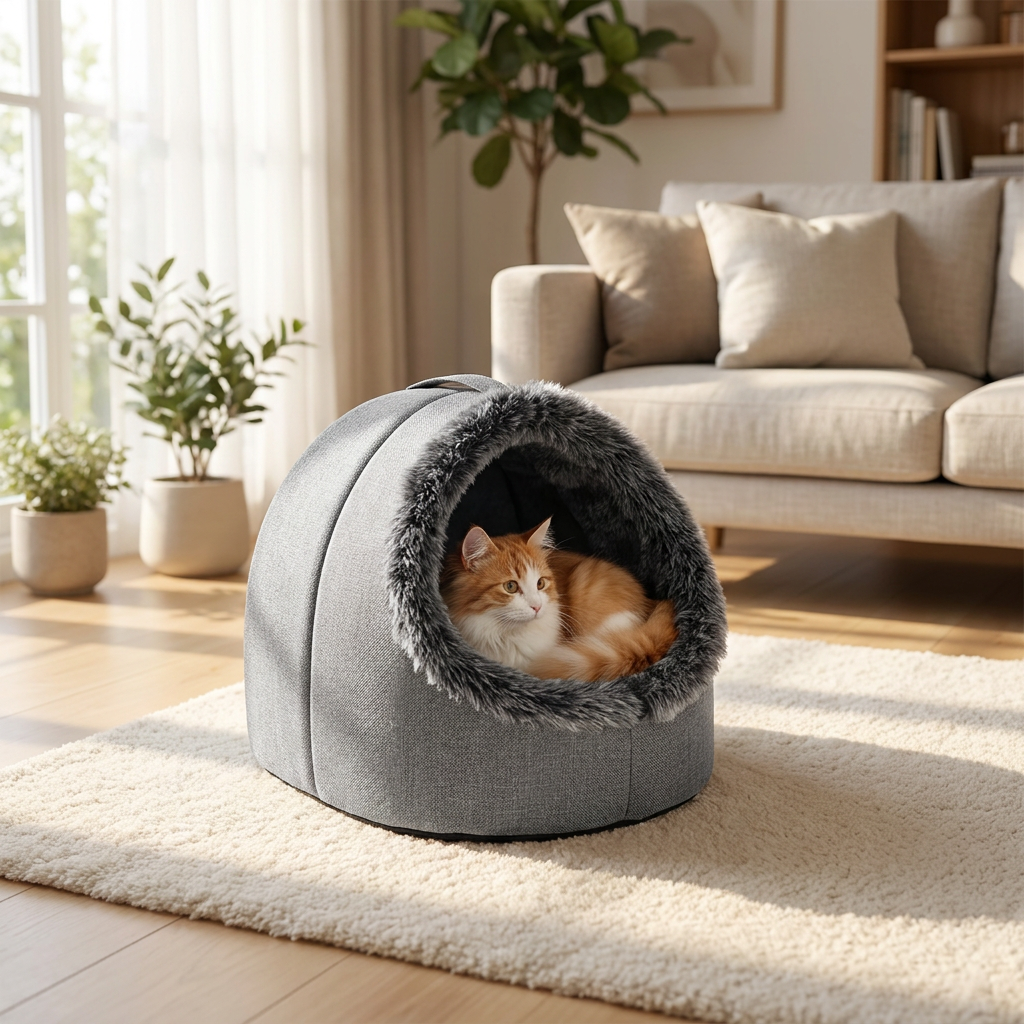 Winter Cat Bed — lifestyle product image
