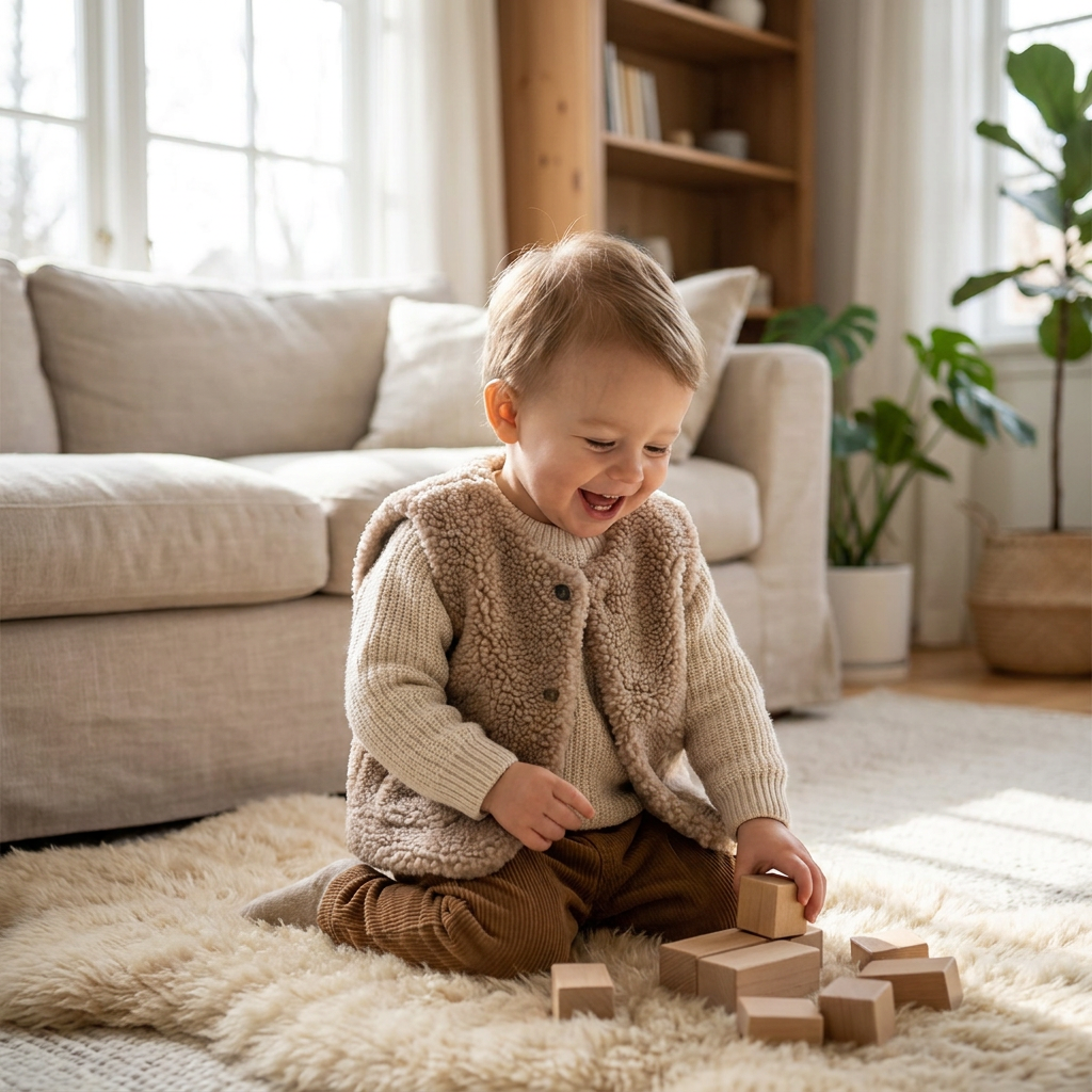 Kids Lamb Wool Winter Waist Coat — lifestyle product image