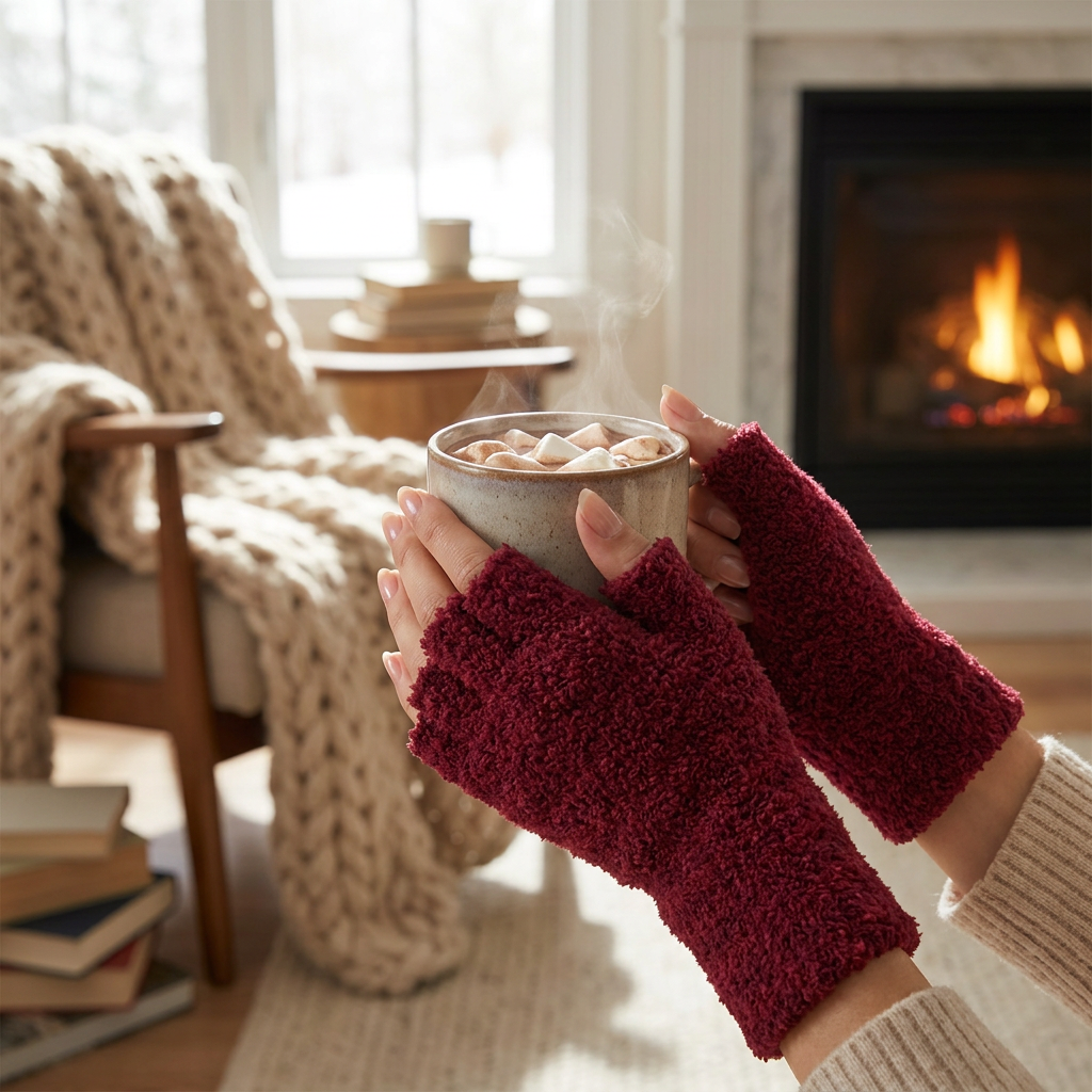 Winter Comfort Knit Half Finger Gloves — lifestyle product image