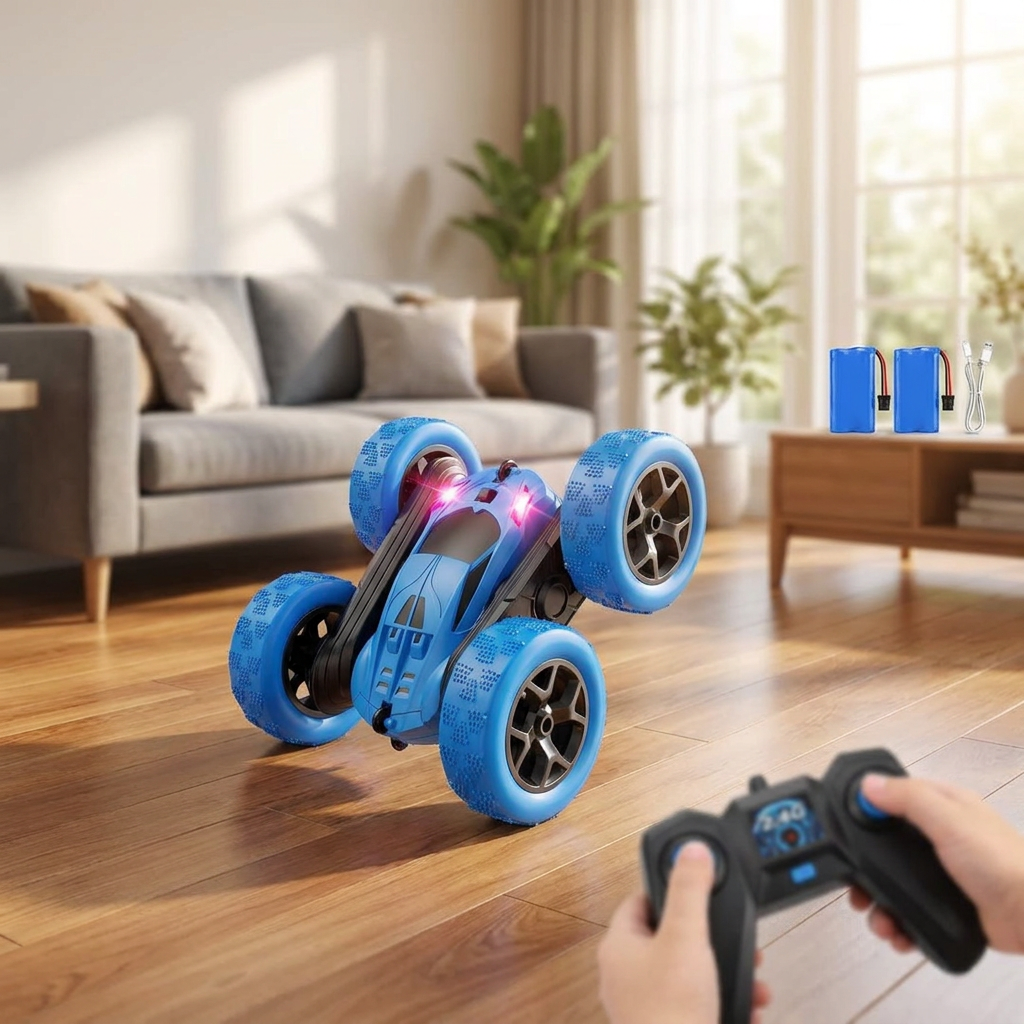 RC Cars Toys for Kids Ages 6 to 12 with LED Lights & 360° Flips — lifestyle product image