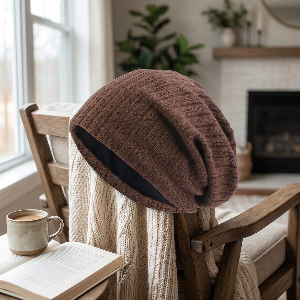 Wheat Pattern Cotton Beanie Hat Winter — lifestyle product image