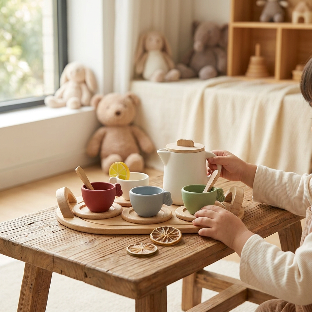 Children's Pretend Afternoon Tea Set With Tray — lifestyle product image