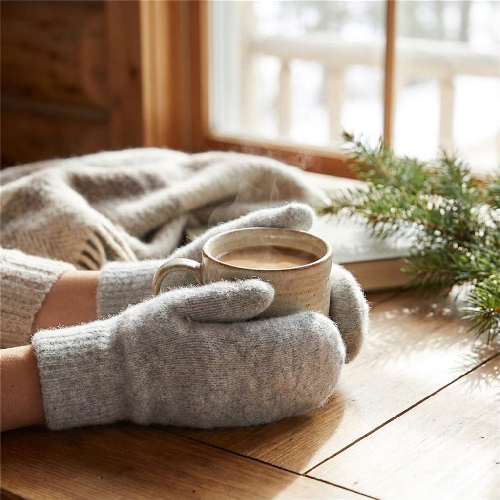 Cashmere Knit Mittens Winter for Women — lifestyle product image