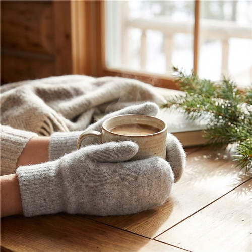 Cashmere Knit Mittens Winter for Women — lifestyle product image