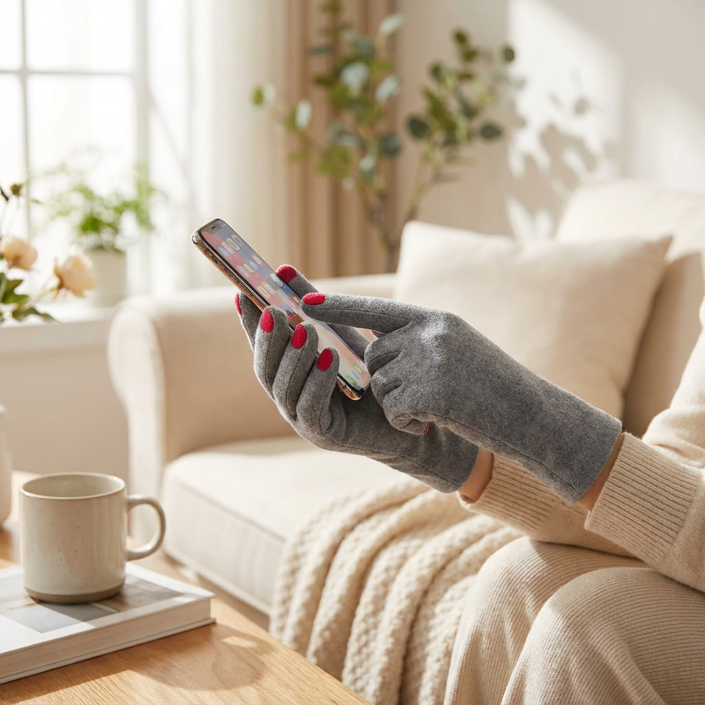 Touch Screen Winter Gloves with Nail Polish Design — lifestyle product image