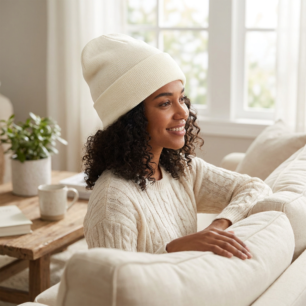 Satin Lined Hat Beanie Cap for Women — lifestyle product image