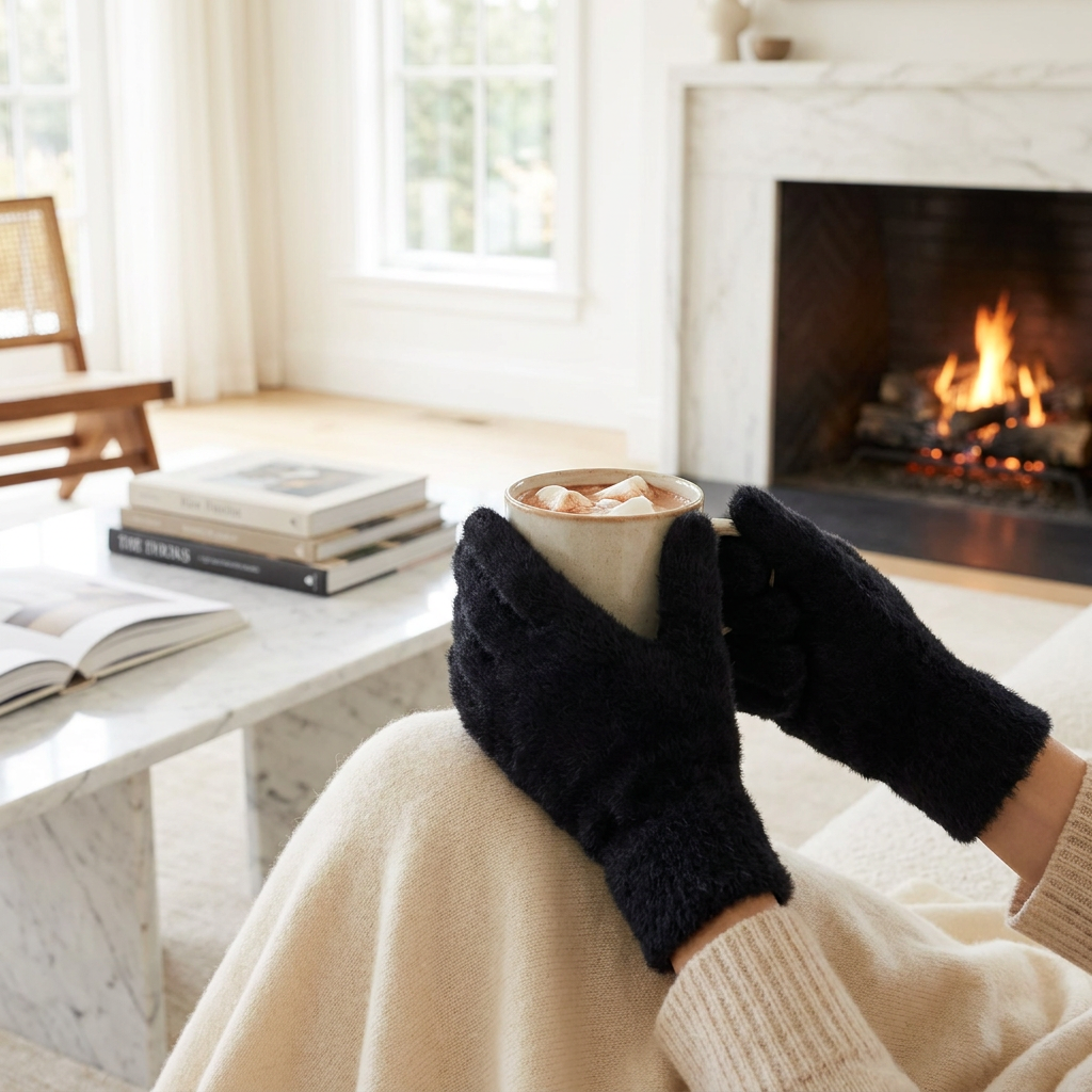 Soft Plush Winter Gloves for Women — lifestyle product image