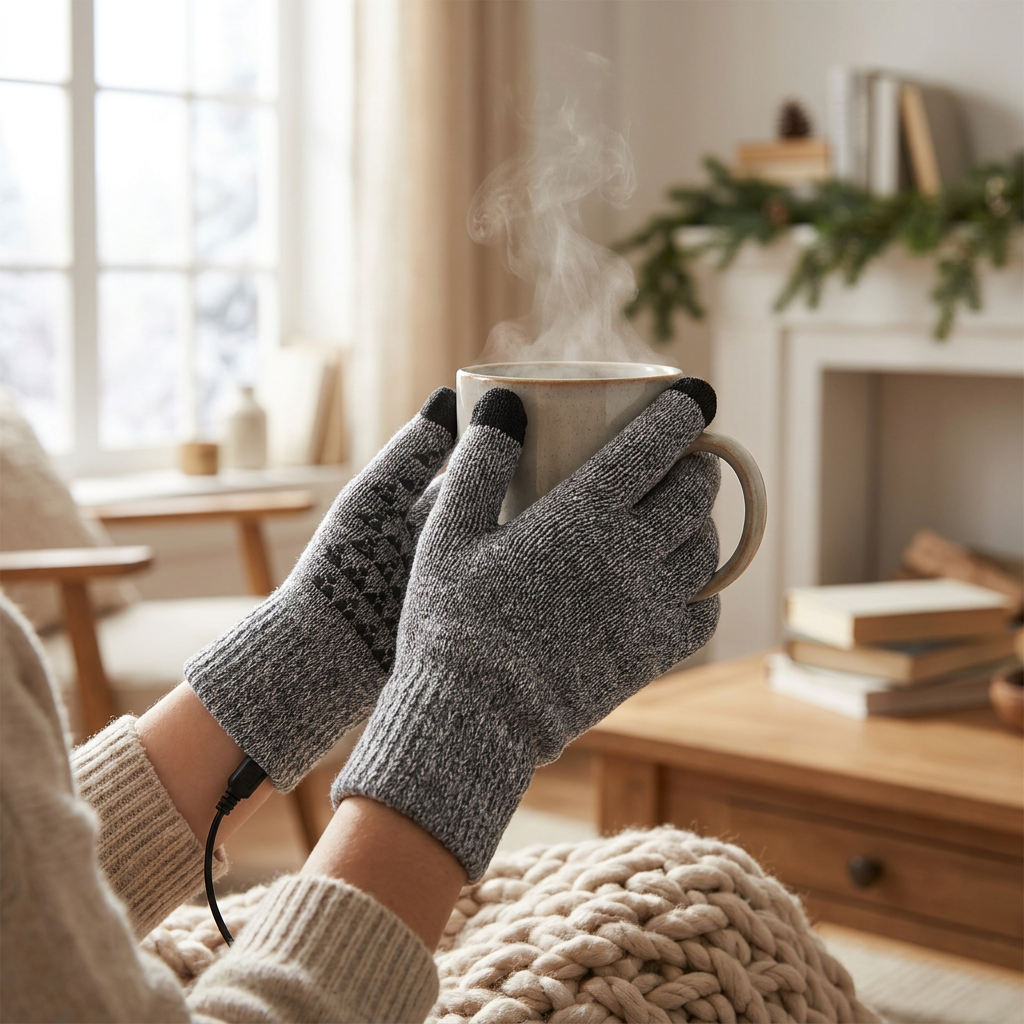 USB Touchscreen Heated Gloves for Winter — lifestyle product image