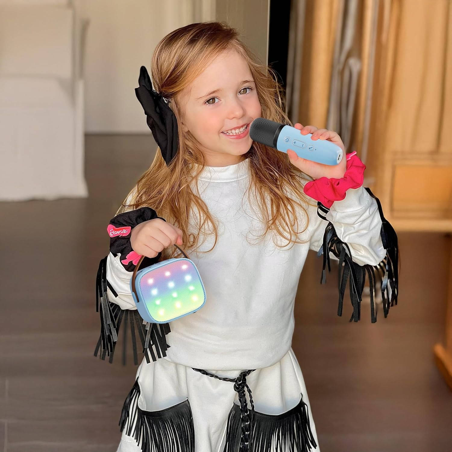 Mini Karaoke Machine with 2 Wireless Microphones
